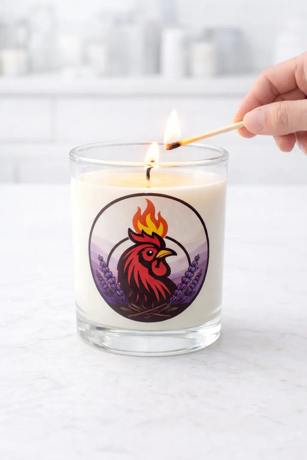 Roosters candles, lavender scent Roosters candles